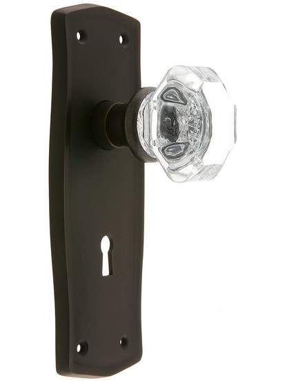 Prairie Design Mortise Lock Set With Waldorf Crystal Knobs in Oil Rubbed Bronze.